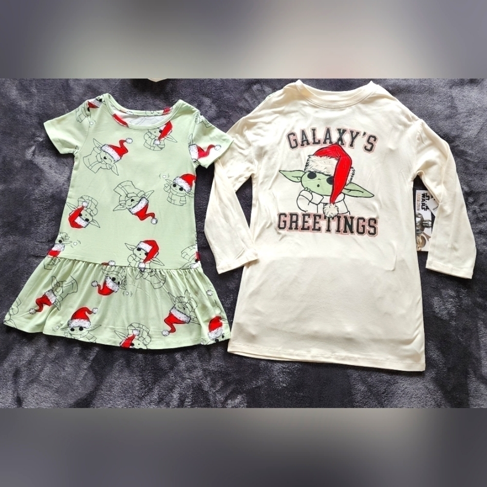 NWT girls Christmas star Wars Baby Yoda Mandalorian dress bundle 2 pack size 4/5